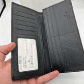 Designer Gucci Leather Men Long Textured Wallet Black ( Made in Italy )